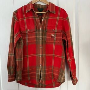 Lauren Ralph Lauren Red tartan Plaid Shirt Women’s M cotton Embroidered Logo